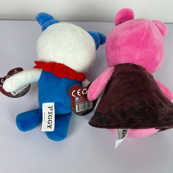 Phat Mojo Mini Toon Piggy Plush Series 1 Piggy and Clowny Set Pink Blue 8 " Tall - Picture 8 of 10